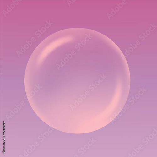 Transparent soap bubbles pink background