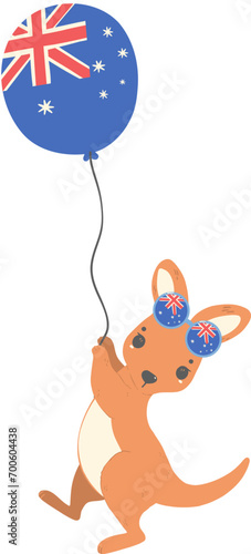 Australia day celebration with cute baby kangaroo cartoon