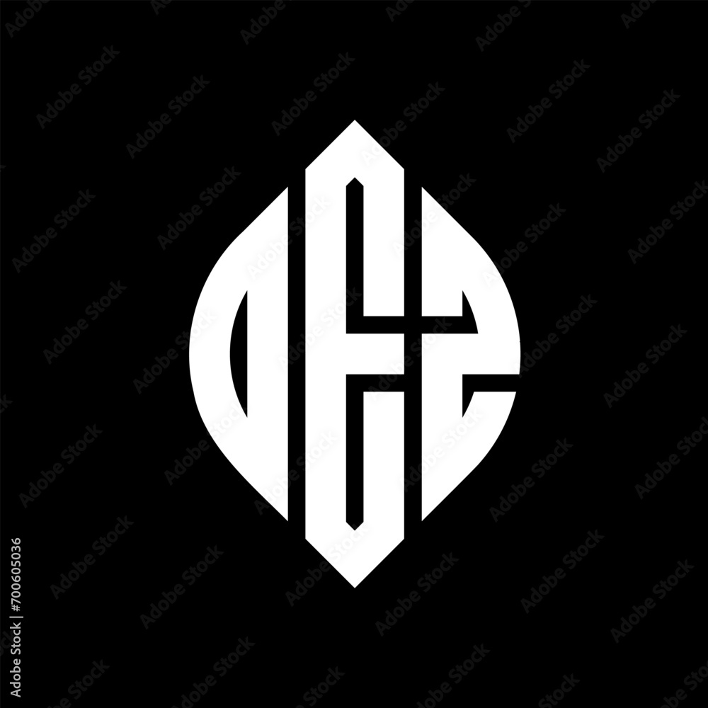 Obraz premium DEZ circle letter logo design with circle and ellipse shape. DEZ ellipse letters with typographic style. The three initials form a circle logo. DEZ circle emblem abstract monogram letter mark vector.