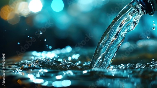 A close up of a water faucet with bubbles coming out, AI photo
