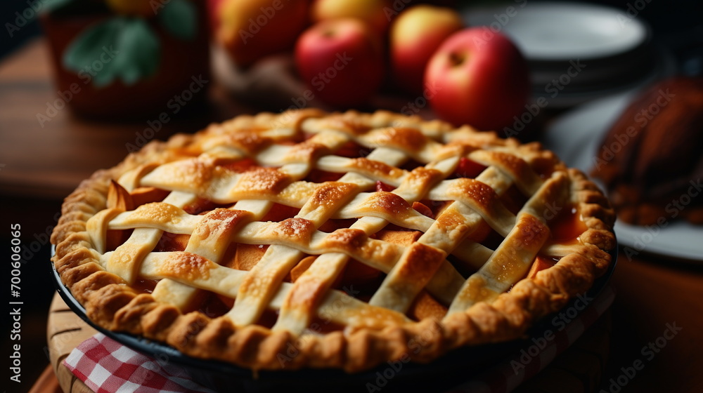 A pie with a lattice crust A pie with a lattice crust
