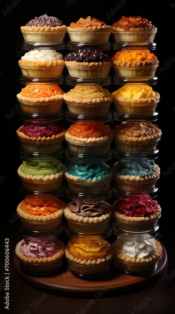 A stack of colorful desserts A stack of colorful desserts