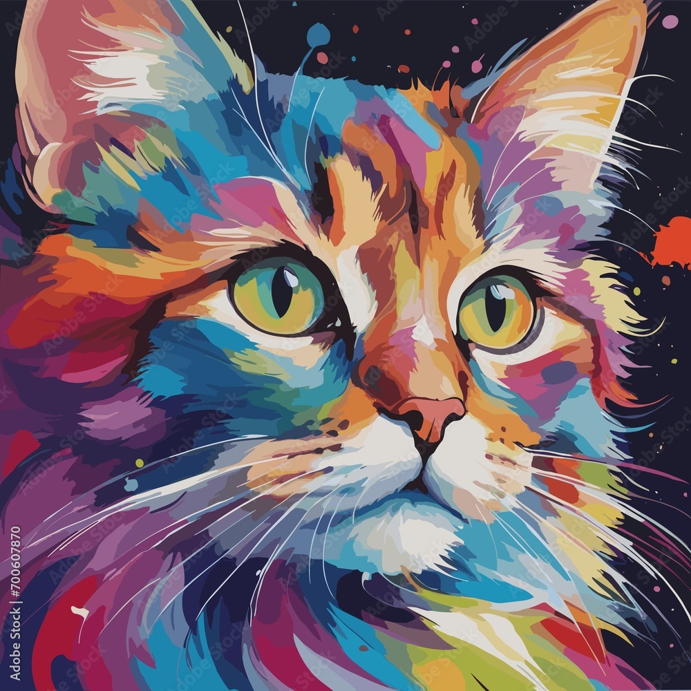abstract colorful cat	