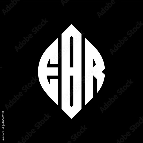 EBR circle letter logo design with circle and ellipse shape. EBR ellipse letters with typographic style. The three initials form a circle logo. EBR Circle Emblem Abstract Monogram Letter Mark Vector. photo