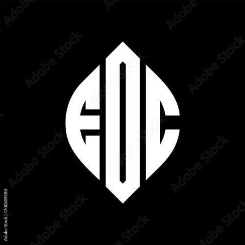 EDC circle letter logo design with circle and ellipse shape. EDC ellipse letters with typographic style. The three initials form a circle logo. EDC Circle Emblem Abstract Monogram Letter Mark Vector. photo