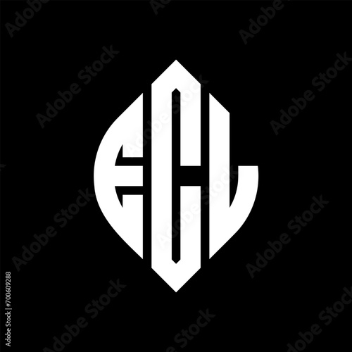 ECL circle letter logo design with circle and ellipse shape. ECL ellipse letters with typographic style. The three initials form a circle logo. ECL Circle Emblem Abstract Monogram Letter Mark Vector.