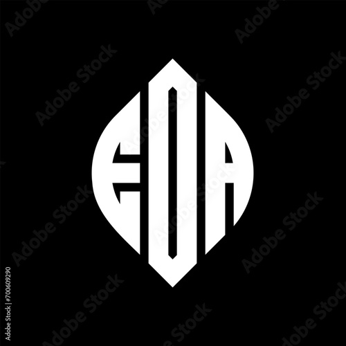 EDA circle letter logo design with circle and ellipse shape. EDA ellipse letters with typographic style. The three initials form a circle logo. EDA Circle Emblem Abstract Monogram Letter Mark Vector.