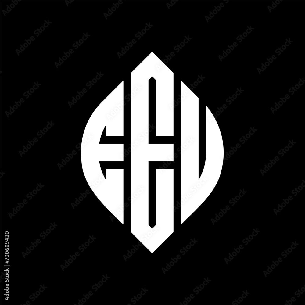 Obraz premium EEU circle letter logo design with circle and ellipse shape. EEU ellipse letters with typographic style. The three initials form a circle logo. EEU Circle Emblem Abstract Monogram Letter Mark Vector.