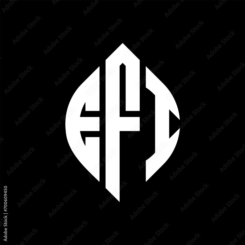 Obraz premium EFI circle letter logo design with circle and ellipse shape. EFI ellipse letters with typographic style. The three initials form a circle logo. EFI Circle Emblem Abstract Monogram Letter Mark Vector.