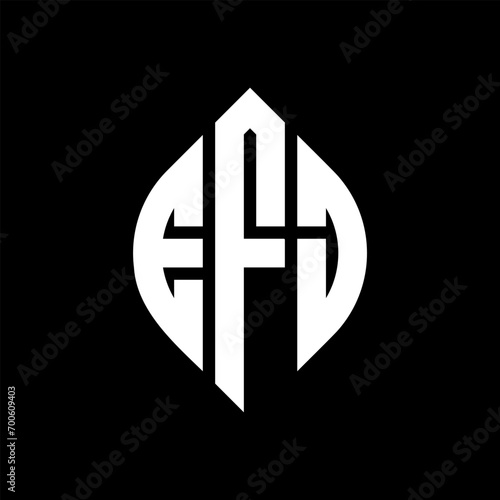 EFJ circle letter logo design with circle and ellipse shape. EFJ ellipse letters with typographic style. The three initials form a circle logo. EFJ Circle Emblem Abstract Monogram Letter Mark Vector. photo