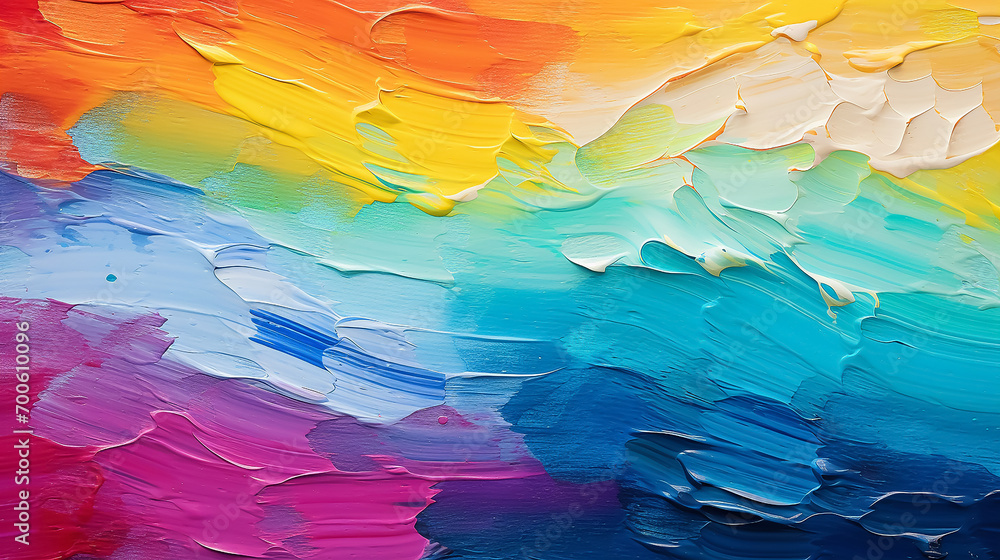 Colorful background of oil paint. A Spectrum of multi colored background aligned 