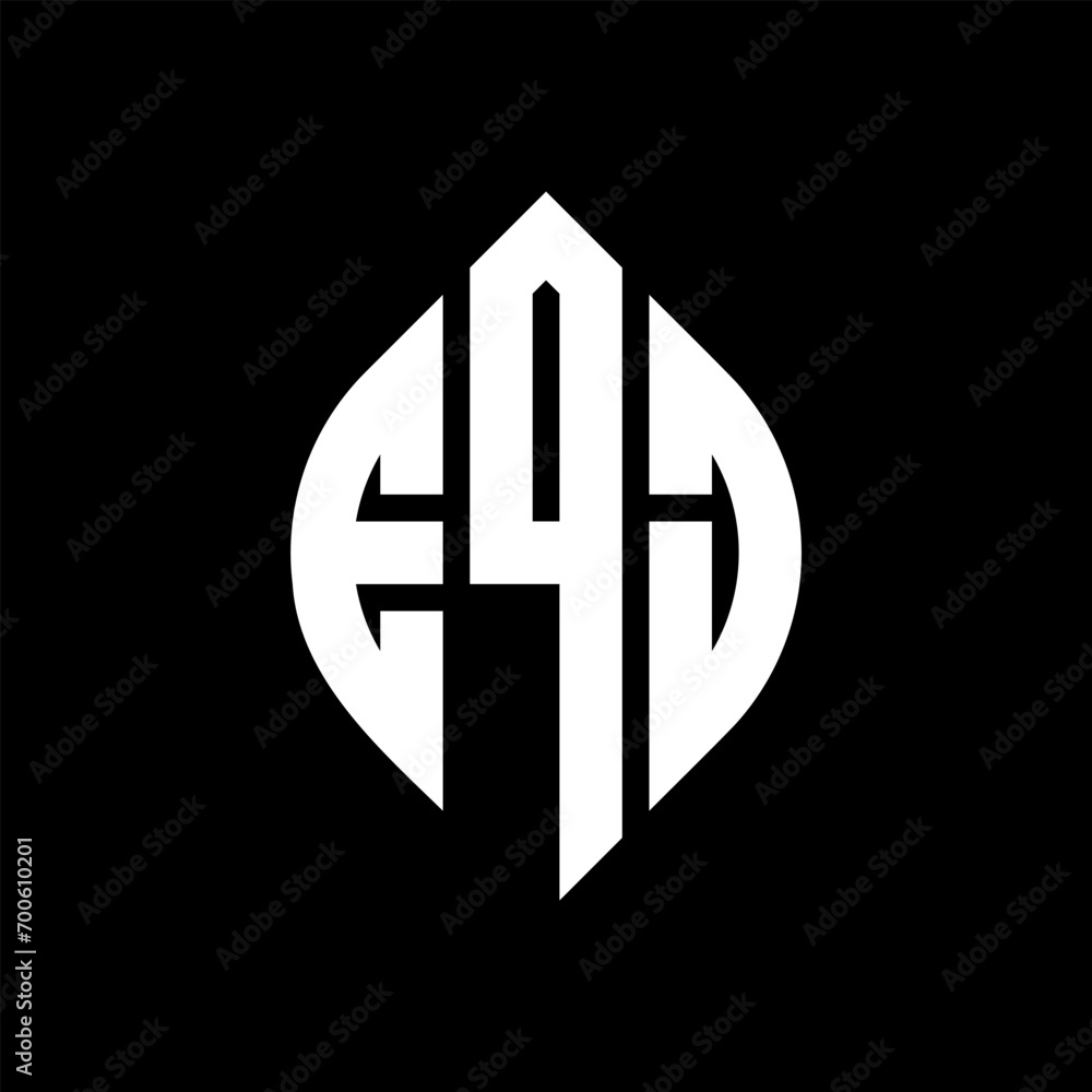 Fototapeta premium EQJ circle letter logo design with circle and ellipse shape. EQJ ellipse letters with typographic style. The three initials form a circle logo. EQJ Circle Emblem Abstract Monogram Letter Mark Vector.