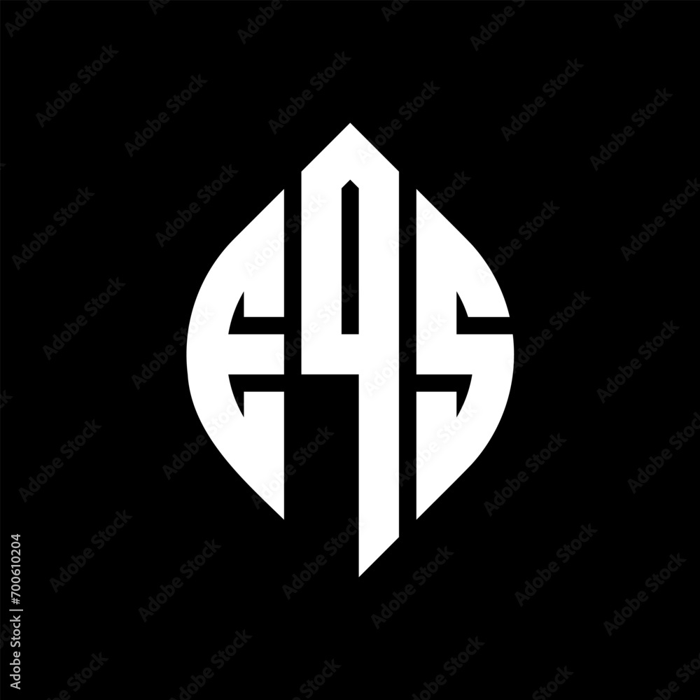 Obraz premium EQS circle letter logo design with circle and ellipse shape. EQS ellipse letters with typographic style. The three initials form a circle logo. EQS Circle Emblem Abstract Monogram Letter Mark Vector.