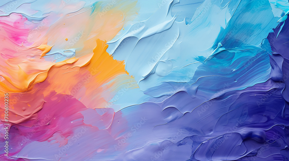 Colorful background of oil paint. A Spectrum of multi colored background aligned 