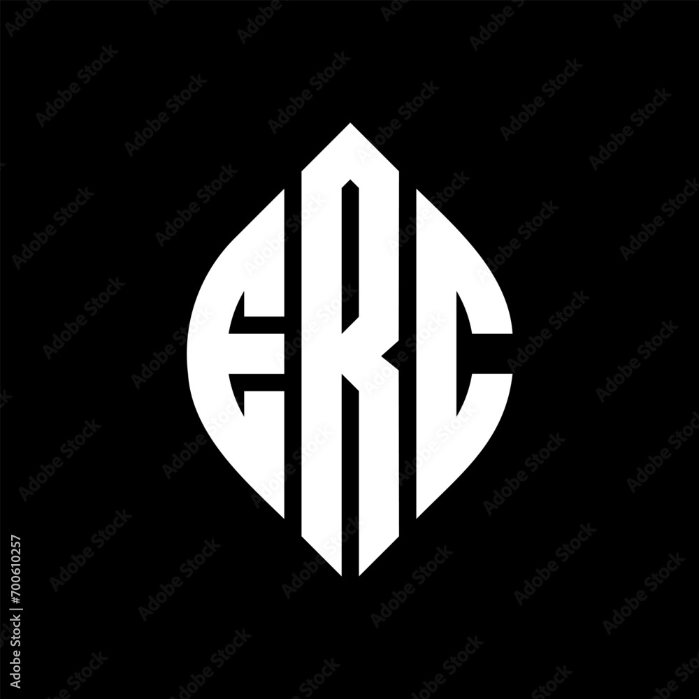 Obraz premium ERC circle letter logo design with circle and ellipse shape. ERC ellipse letters with typographic style. The three initials form a circle logo. ERC Circle Emblem Abstract Monogram Letter Mark Vector.