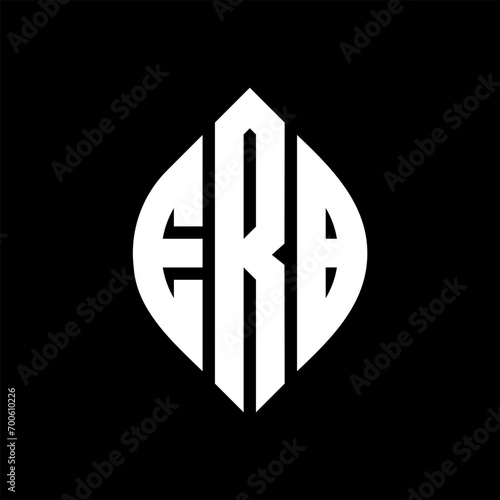 ERB circle letter logo design with circle and ellipse shape. ERB ellipse letters with typographic style. The three initials form a circle logo. ERB Circle Emblem Abstract Monogram Letter Mark Vector.