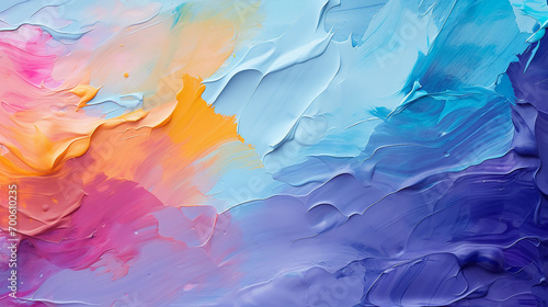Colorful background of oil paint. A Spectrum of multi colored background aligned  photo