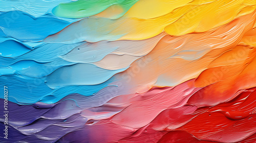 Colorful background of oil paint. A Spectrum of multi colored background aligned 
