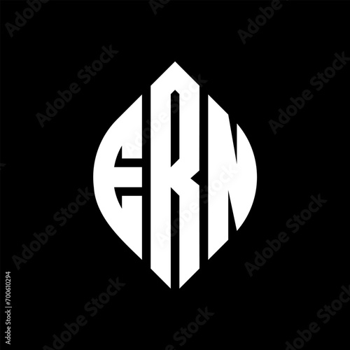 ERN circle letter logo design with circle and ellipse shape. ERN ellipse letters with typographic style. The three initials form a circle logo. ERN Circle Emblem Abstract Monogram Letter Mark Vector.
