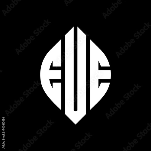 EUE circle letter logo design with circle and ellipse shape. EUE ellipse letters with typographic style. The three initials form a circle logo. EUE Circle Emblem Abstract Monogram Letter Mark Vector. photo