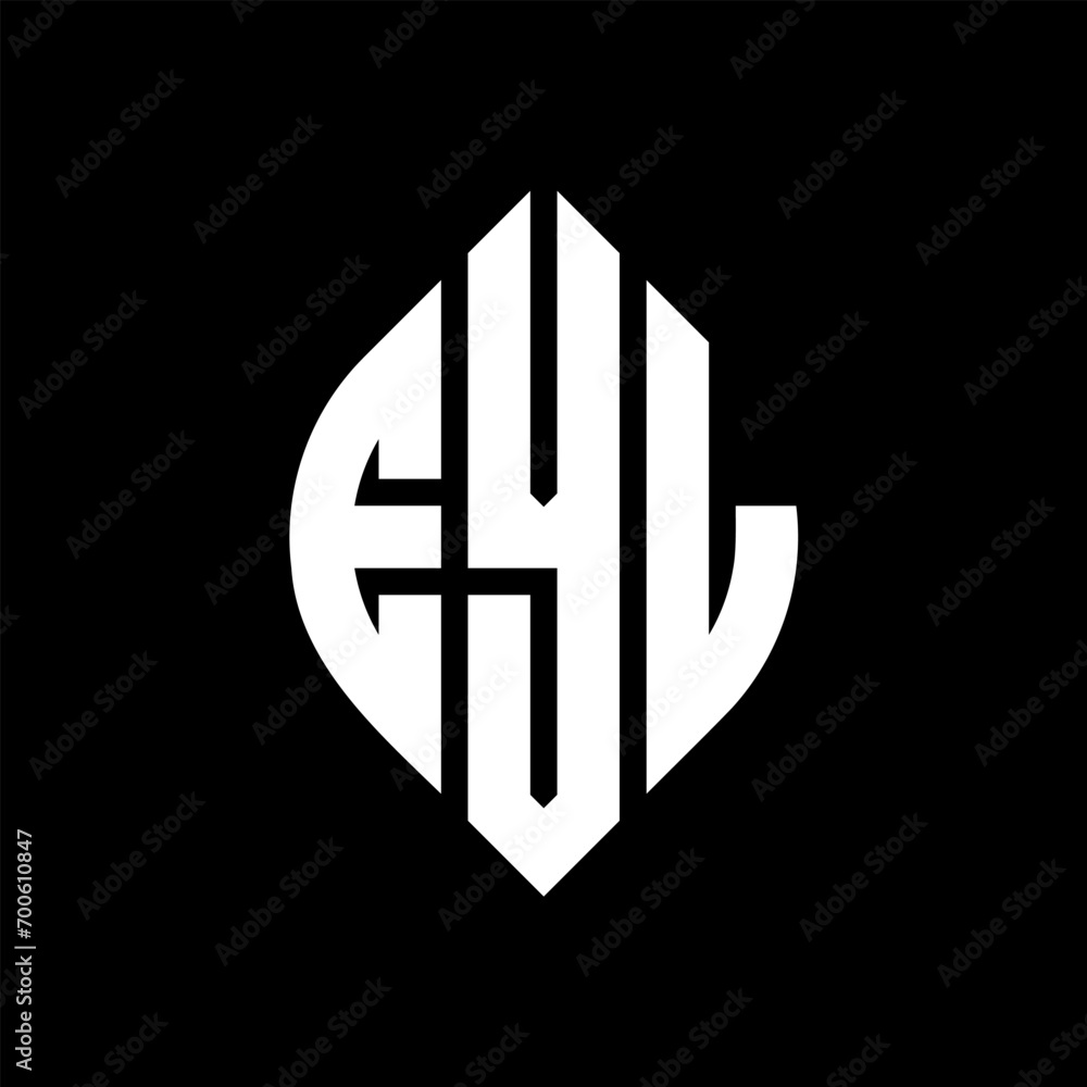Obraz premium EYL circle letter logo design with circle and ellipse shape. EYL ellipse letters with typographic style. The three initials form a circle logo. EYL Circle Emblem Abstract Monogram Letter Mark Vector.