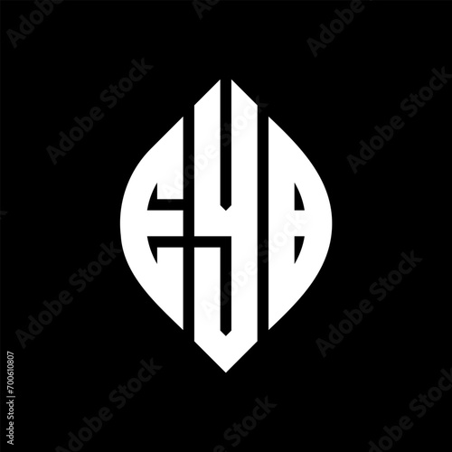 EYB circle letter logo design with circle and ellipse shape. EYB ellipse letters with typographic style. The three initials form a circle logo. EYB Circle Emblem Abstract Monogram Letter Mark Vector. photo