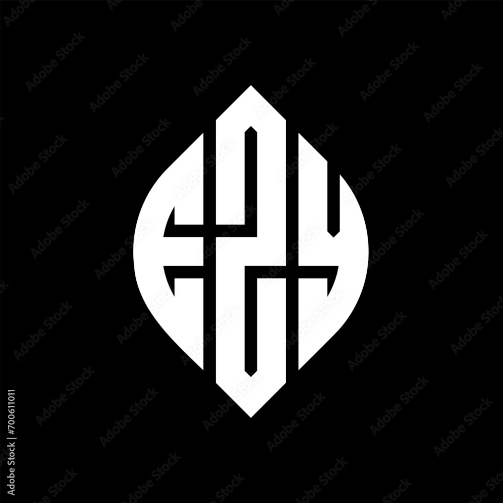 Obraz premium EZY circle letter logo design with circle and ellipse shape. EZY ellipse letters with typographic style. The three initials form a circle logo. EZY Circle Emblem Abstract Monogram Letter Mark Vector.