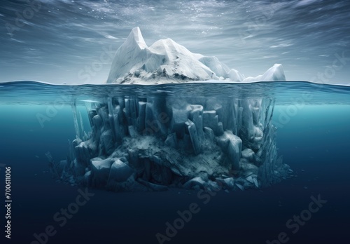 an iceberg floating along with water under a sun © Alexei