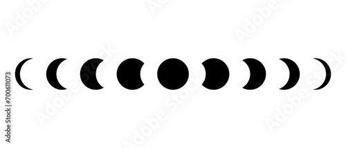 Moon phases icon vector. Waning, half moons, crescent shape symbol. Lunar cycle sign