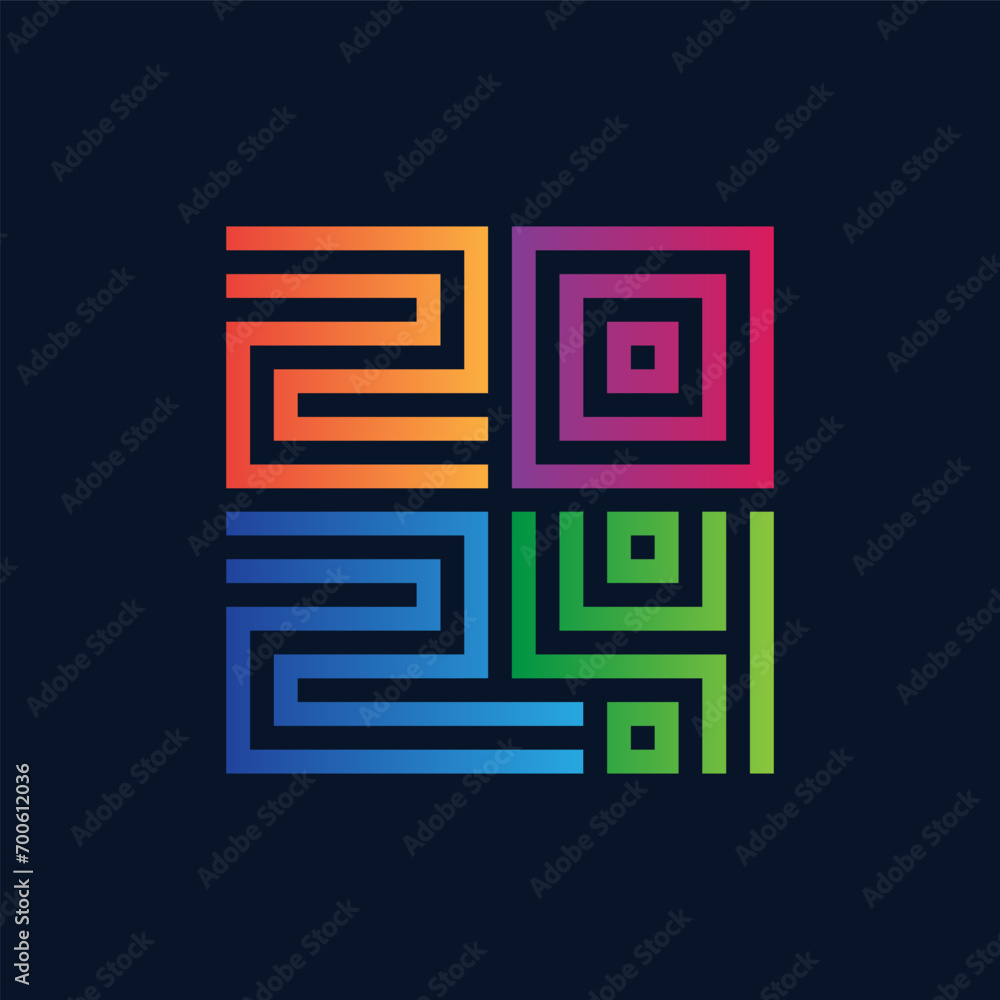 Calendar cover design template. Happy new year 2024. Brochure or cover of business diary for 2024 with colorful gradients. Calendar cover design template. Happy new year 2024. Brochure or cover of business diary for 2024 with colorful gradients.