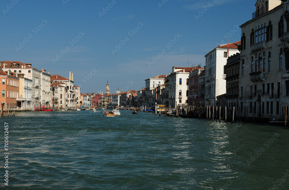 Cruise On The Canale Grande Venice Italy On A Wonderful Spring Day With A Clear Blue Sky