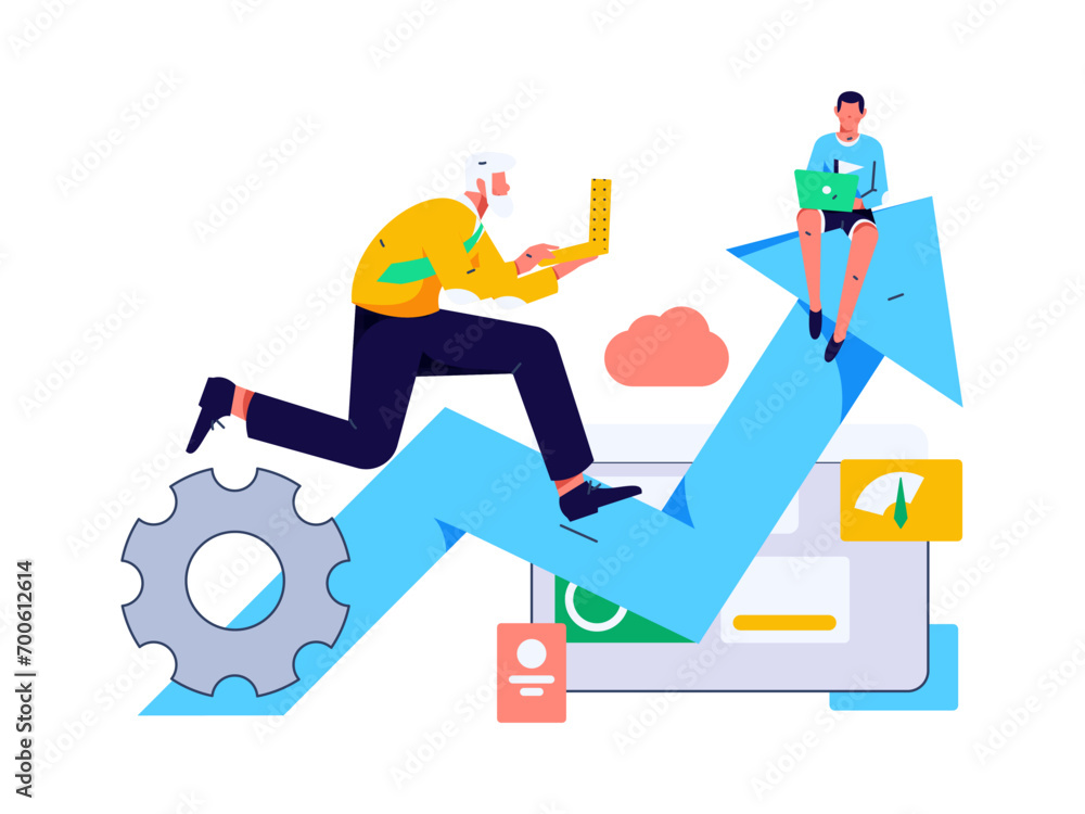 Flat vector illustration of business people operating work scene
Flat vector illustration of business people operating work scene