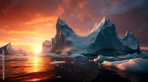 Arctic Majesty at Sunset  Created with Generative AI Technology