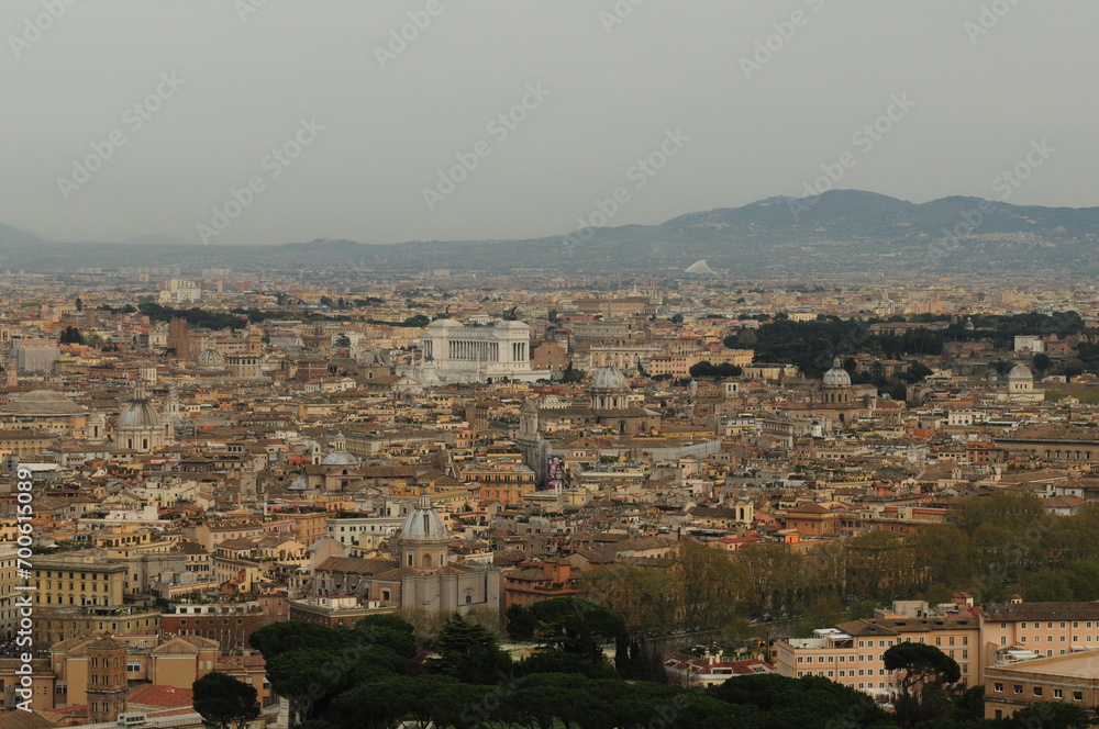 Distant View From The Dome Of The St. Peter's Cathedral In Rome Italy