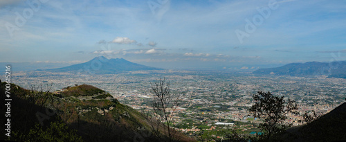 View From Valico Di Chiunzi To Naples And Mount Vesuvius In Italy On A Wonderful Spring Day With A Few Clouds In The Sky photo