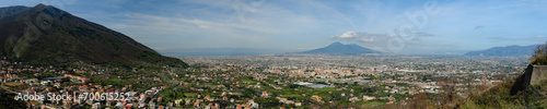 Panorama View From Valico Di Chiunzi To Naples And Mount Vesuvius In Italy On A Wonderful Spring Day With A Few Clouds In The Sky photo