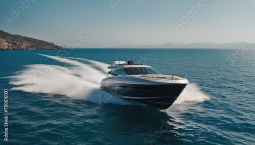 Fotografia Luxury Speed Boat Sailing on Open Sea