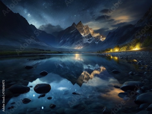natures beauty reflected in mountain waters generated by ai © Shahida