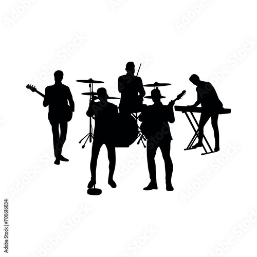Silhouette vector illustration of band music player