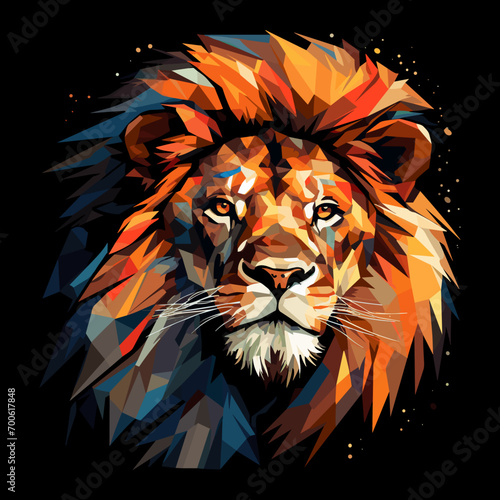 Majestic minimalist lion vector illustration.