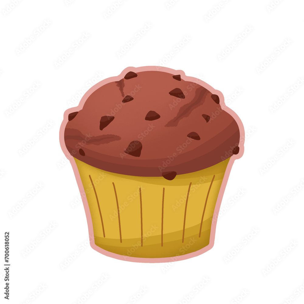 Illustration of a chocolate muffin cup cake Illustration of a chocolate muffin cup cake
