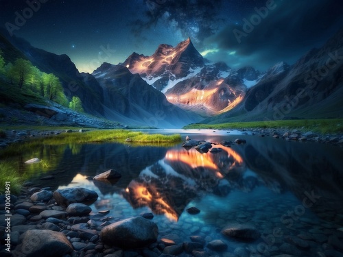 natures beauty reflected in mountain water generated ai