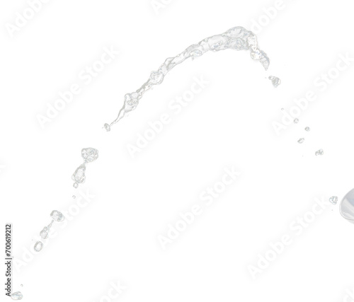 Shape form throw of Water splashes into Line water in air and stop motion freeze shot. Shape form Water for clear texture graphic resource elements, black background isolated photo