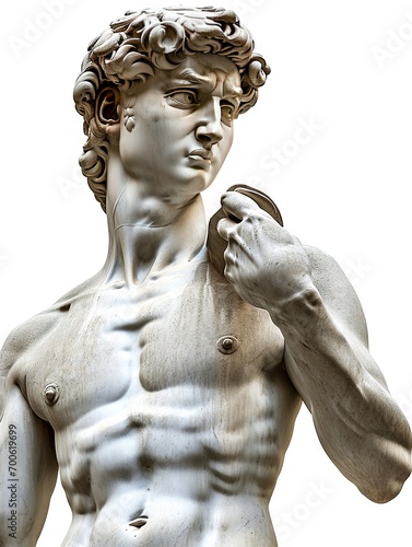 A beautiful stone stoic sculpture, statue of david portraying masculinity and stoicism.