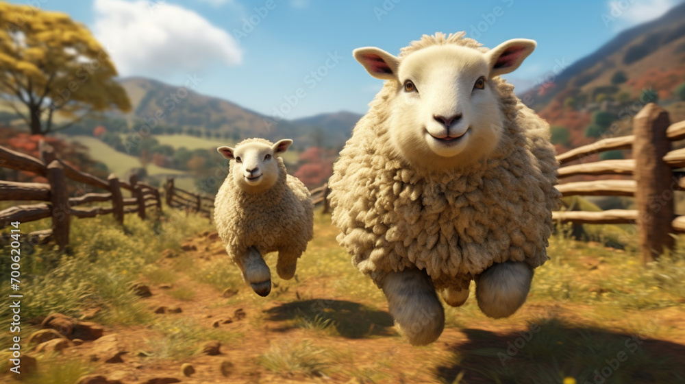 Fototapeta premium sheep and lambs
