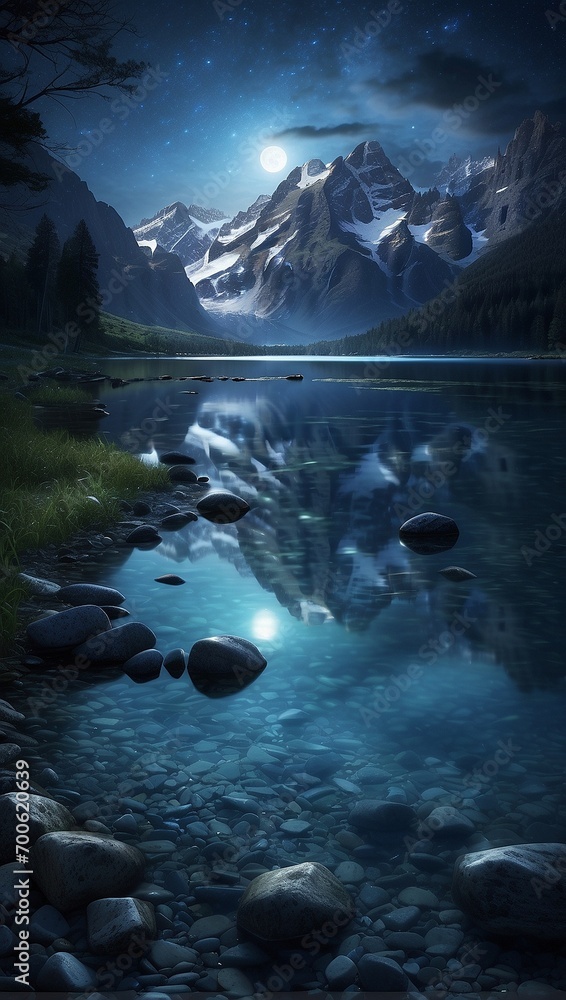 Naklejka premium natures beauty reflected in mountain waters generated by ai