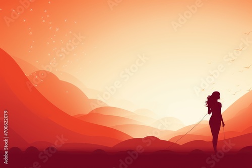 Silhouette of a woman walking in the mountains. Helplines Awareness Day
