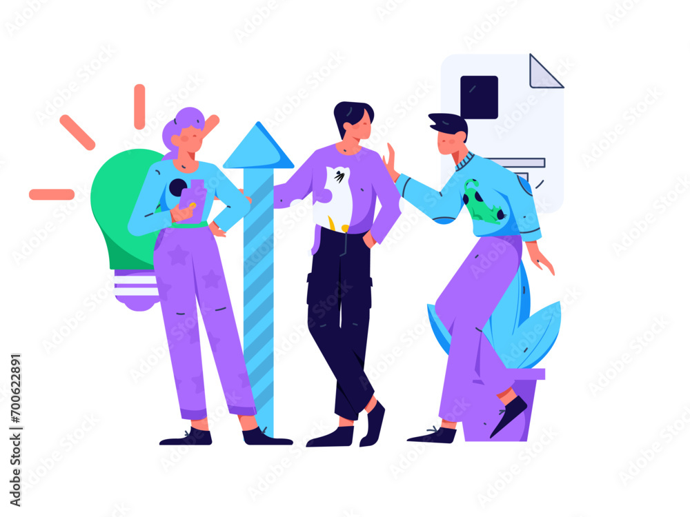 Flat vector illustration of business people operating work scene
