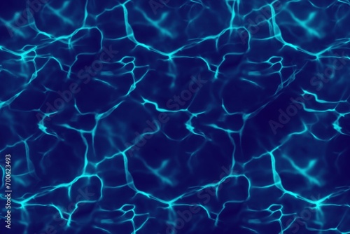 Water wave abstract in blue neon light with dark blue background