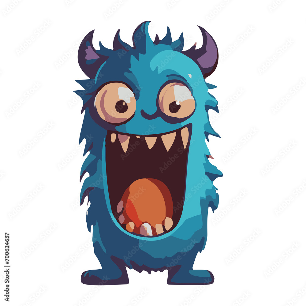 funny monster cartoon on png transparant background
